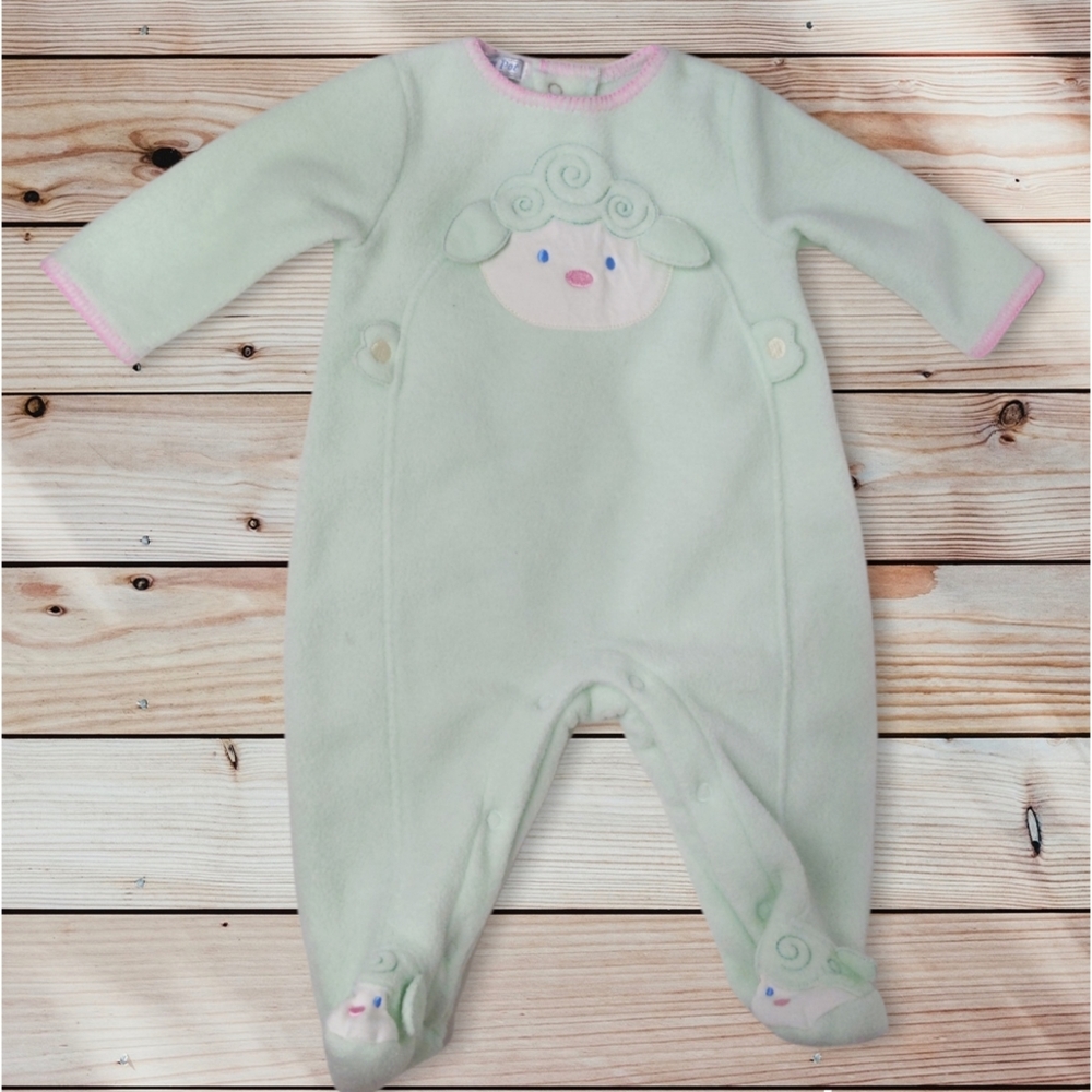 Honey Pot Baby Fleece Long Sleeves Mint Green Full Bodysuit 3 Mos
